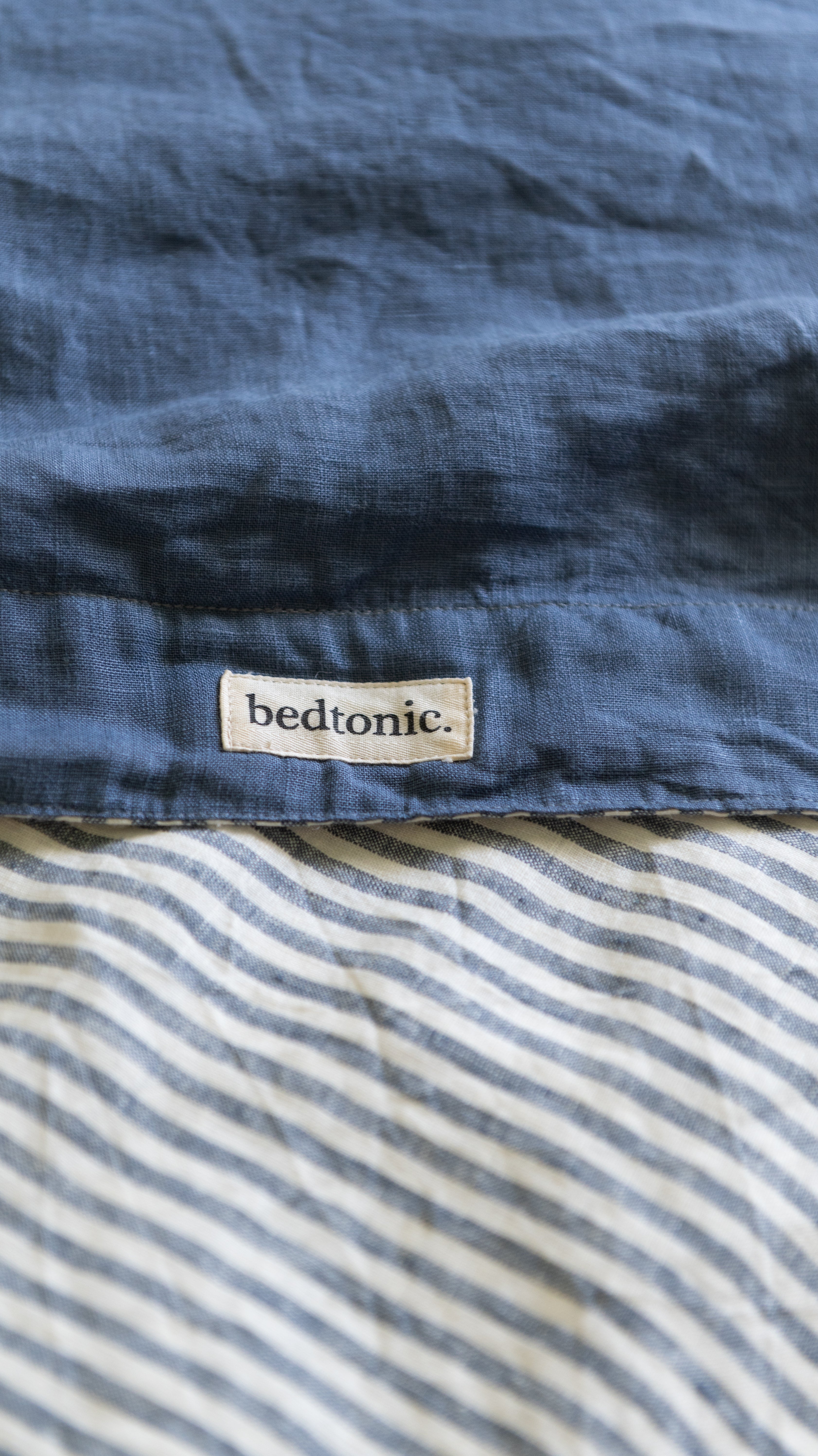 DUVET COVER SET - DENIM BLUE + BLUE STRIPES