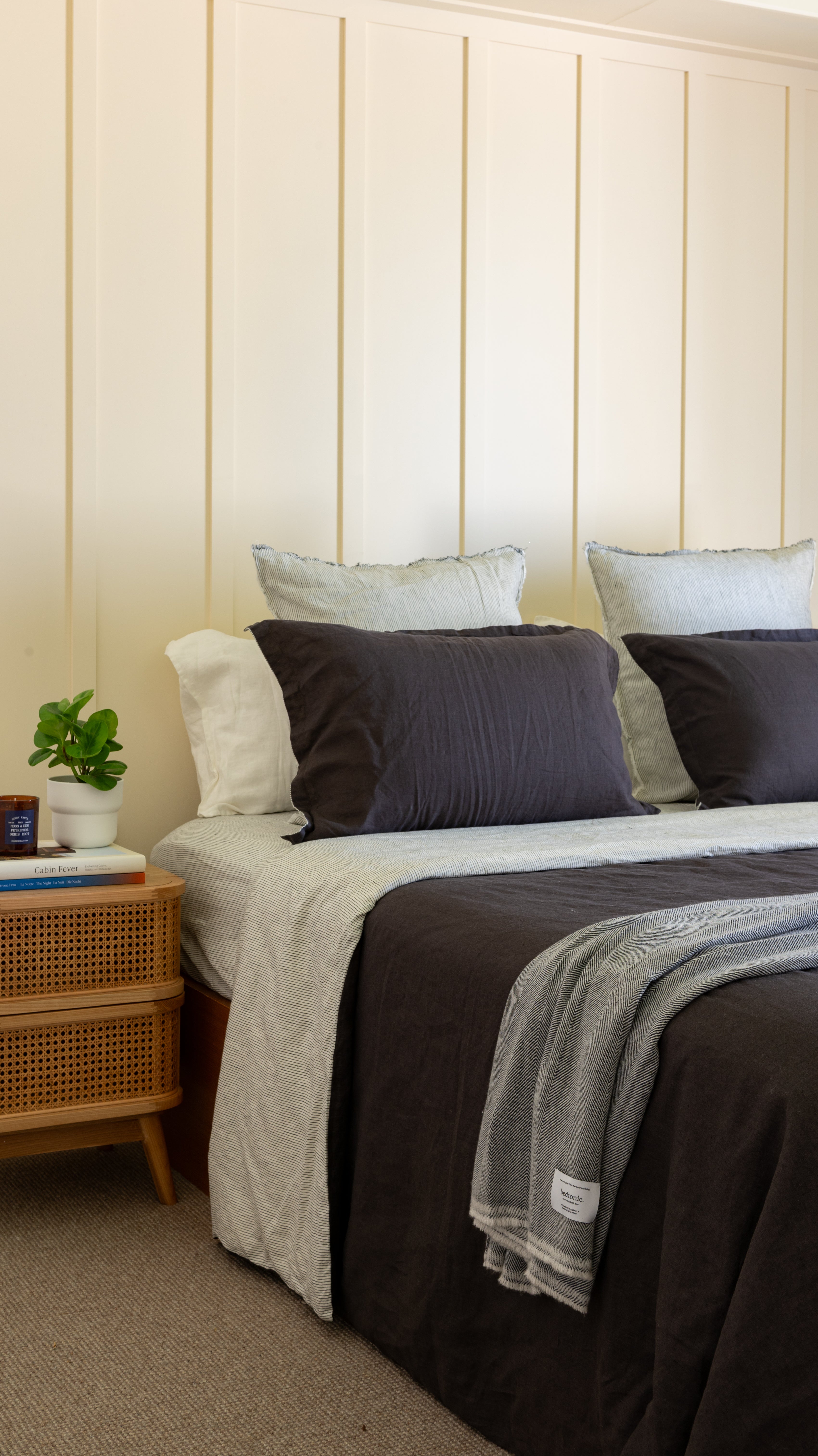 DUVET COVER SET - CHARCOAL + INK PINSTRIPE