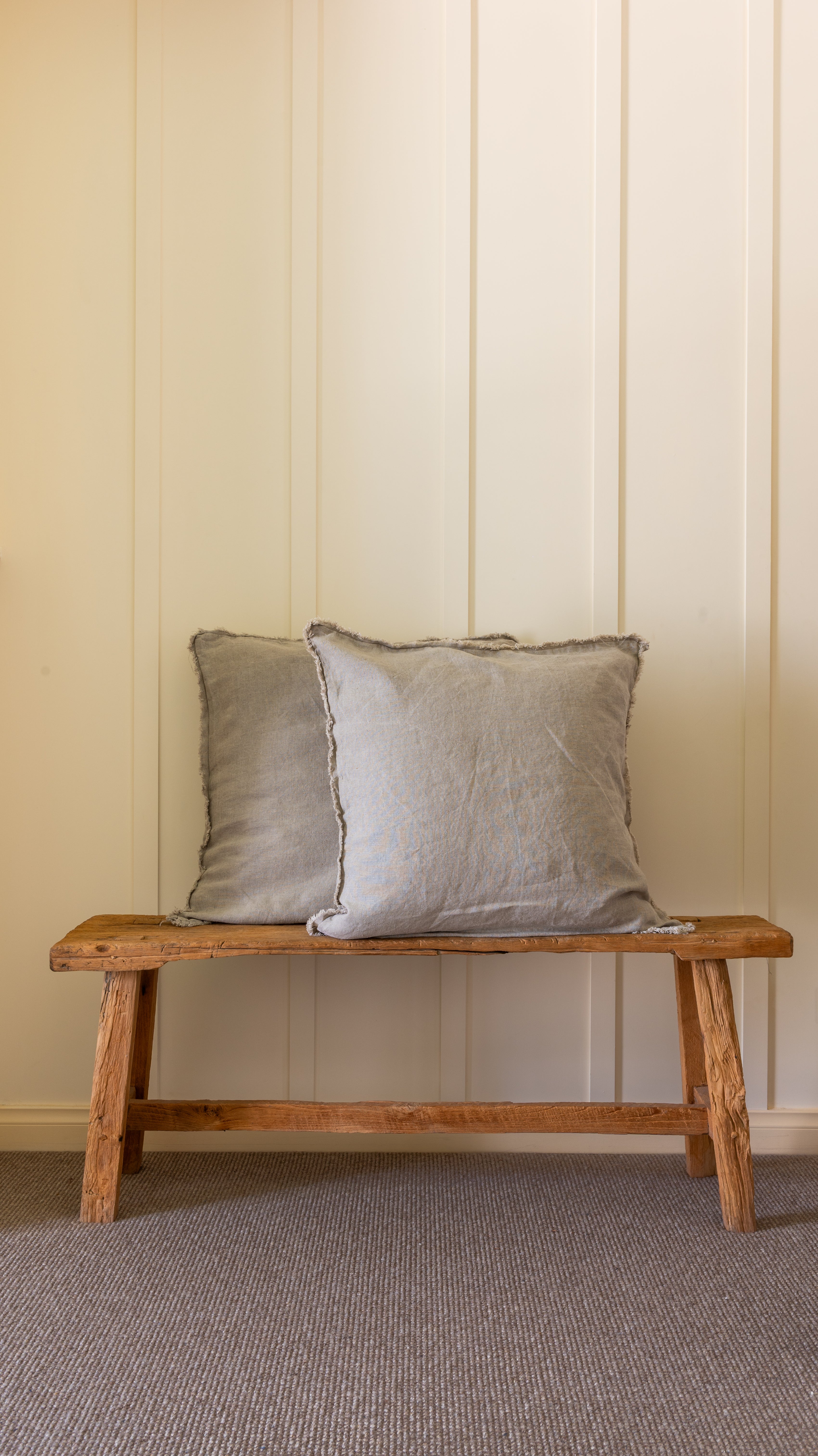 HAND-FRAYED EUROPEAN LINEN PILLOWCASE PAIR - NATURAL WOVEN