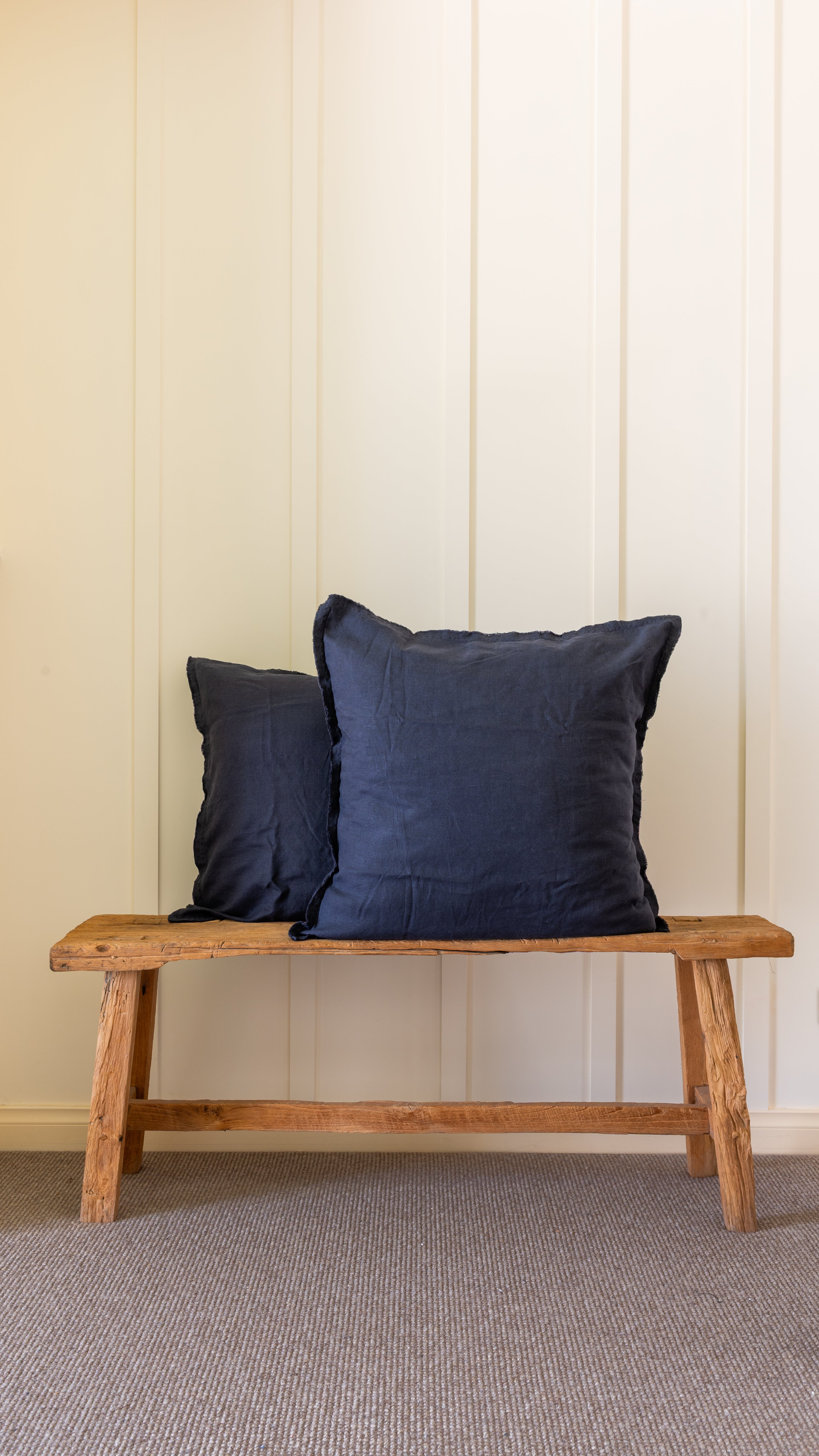 HAND-FRAYED EUROPEAN LINEN PILLOWCASE PAIR - INDIGO