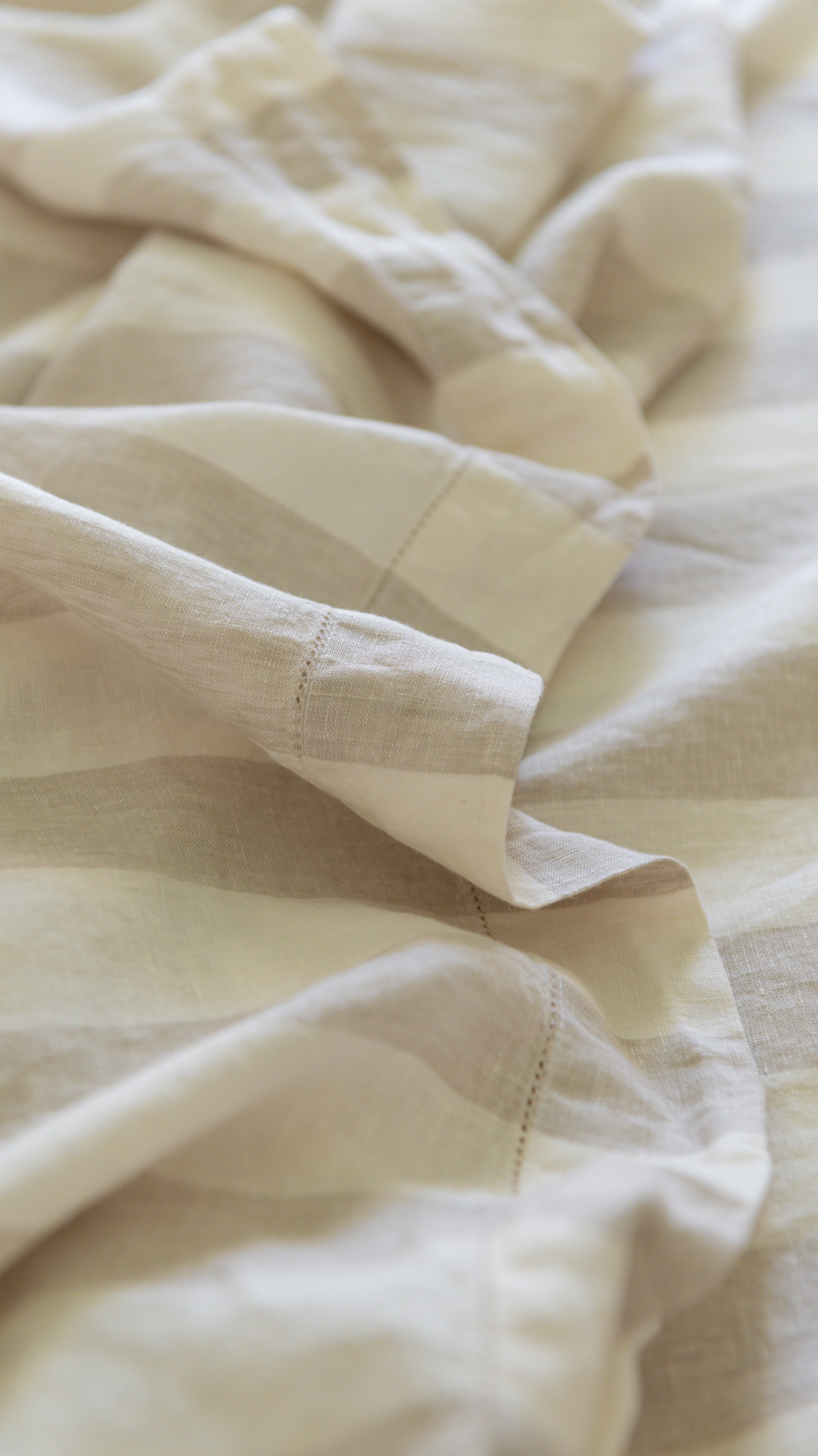 EUROPEAN FLAX LINEN FLAT SHEET - WIDE NATURAL STRIPE