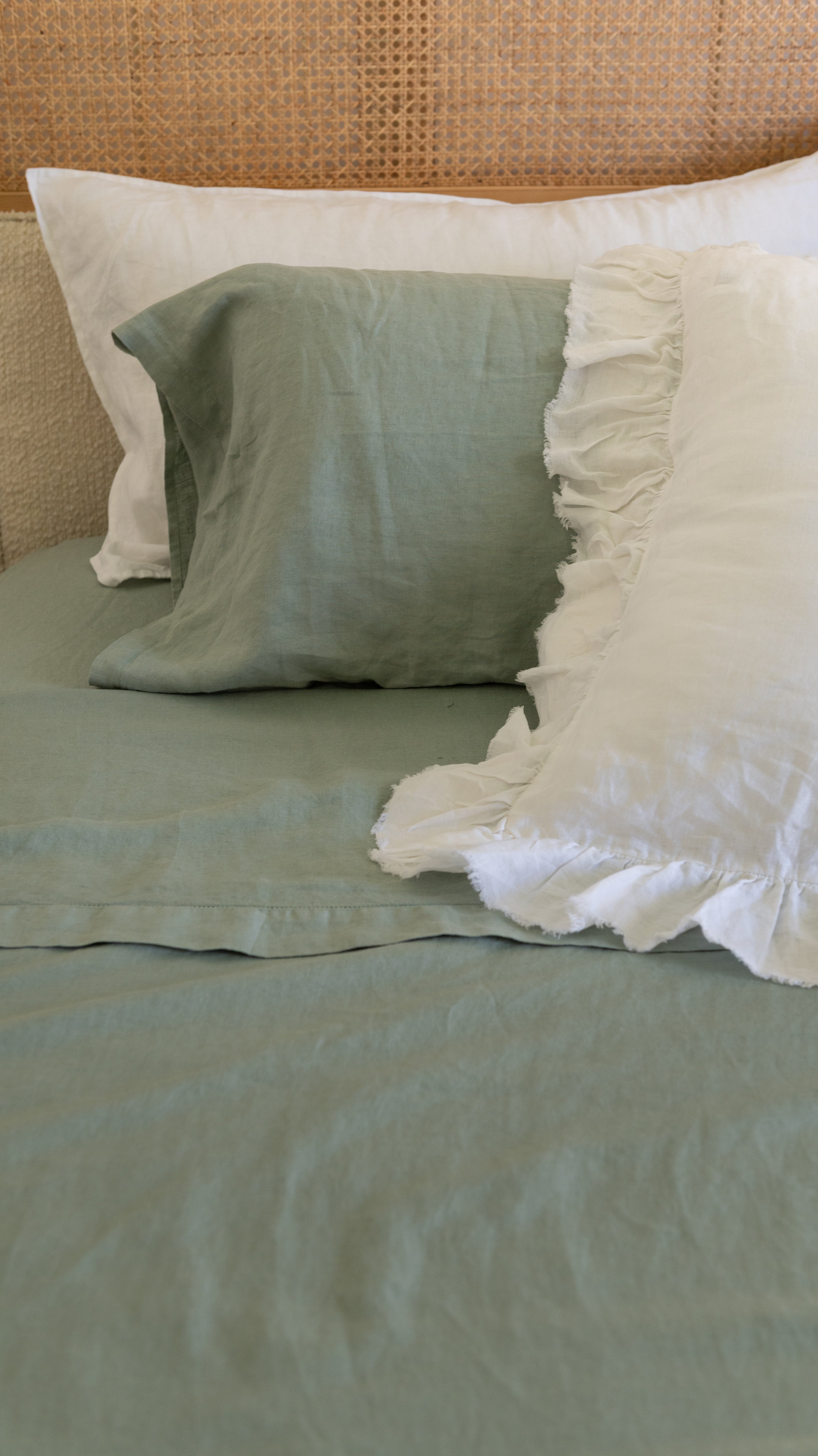 EUROPEAN FLAX LINEN FLAT SHEET - SAGE