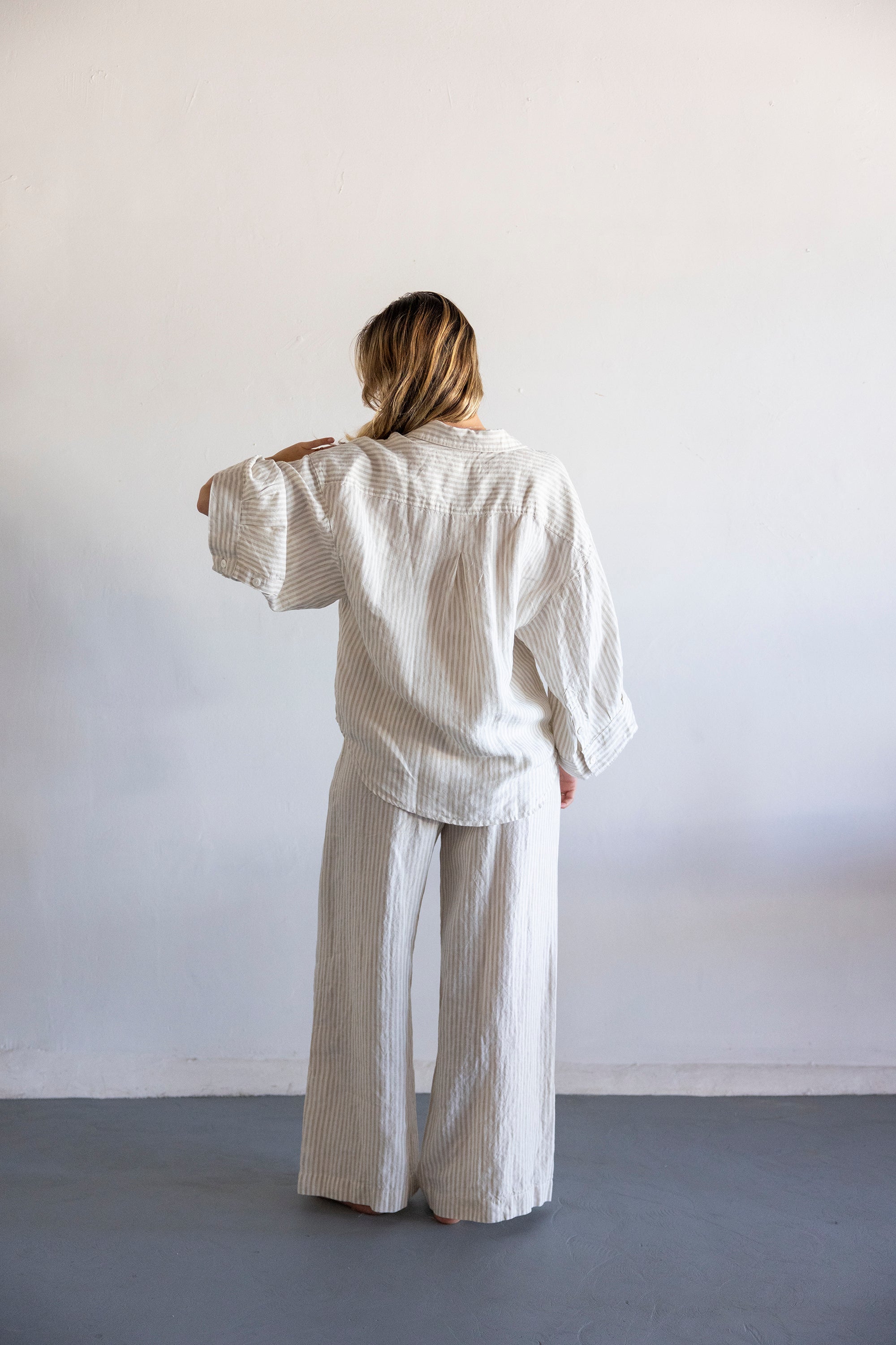 THE DREAMER - LINEN PYJAMA NATURAL STRIPES