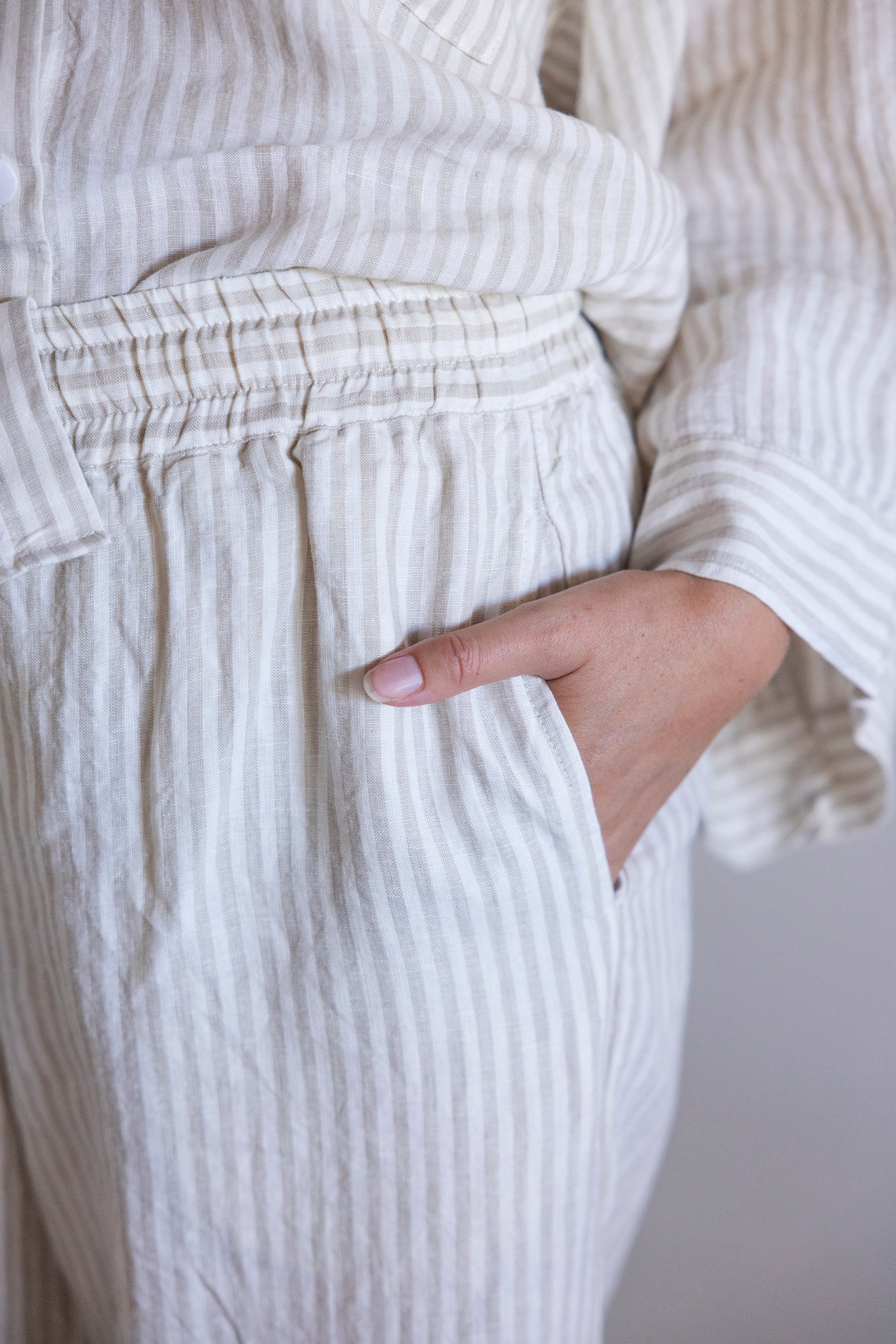 THE DREAMER - LINEN PYJAMA NATURAL STRIPES