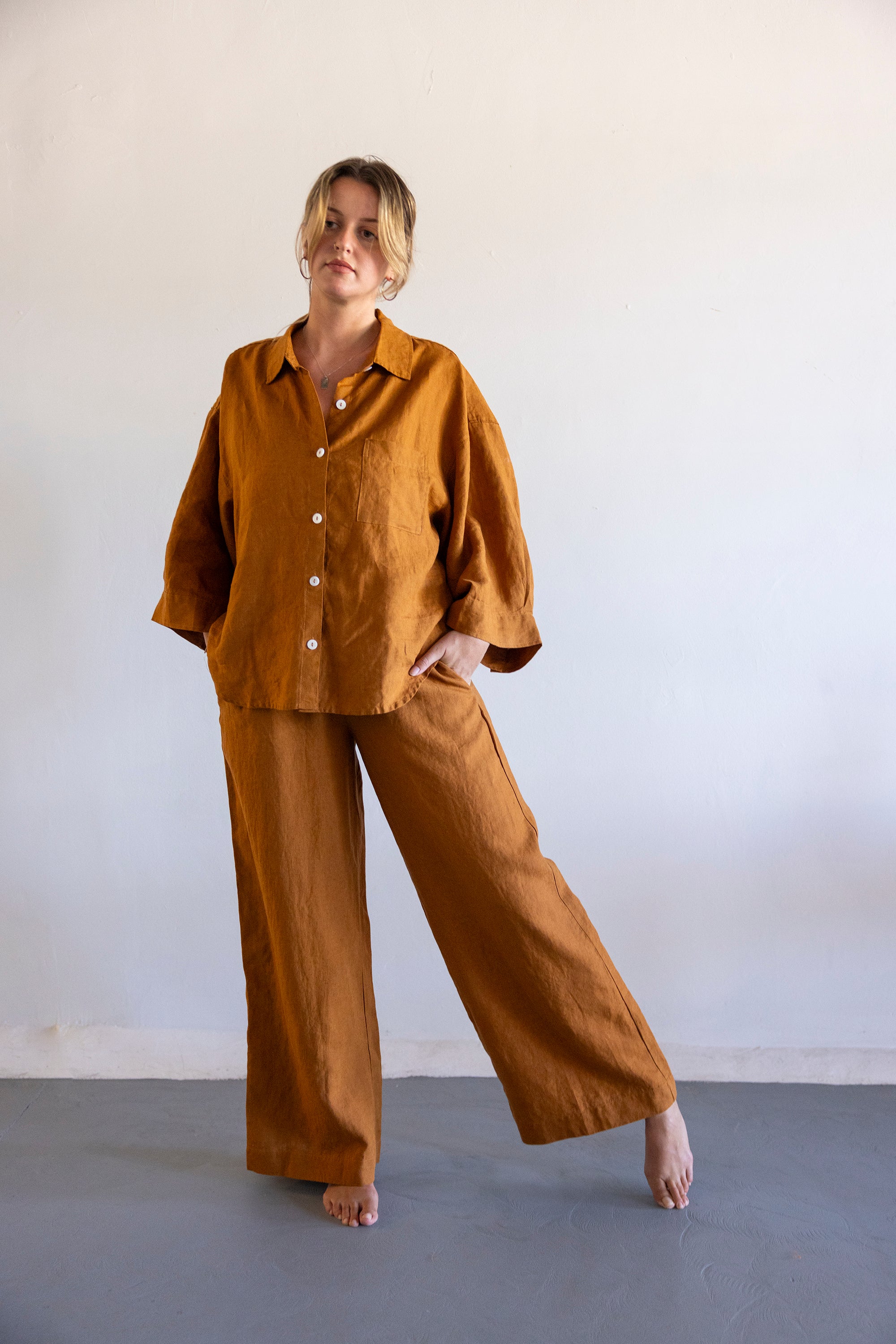 THE DREAMER - LINEN PYJAMA TERRACOTTA