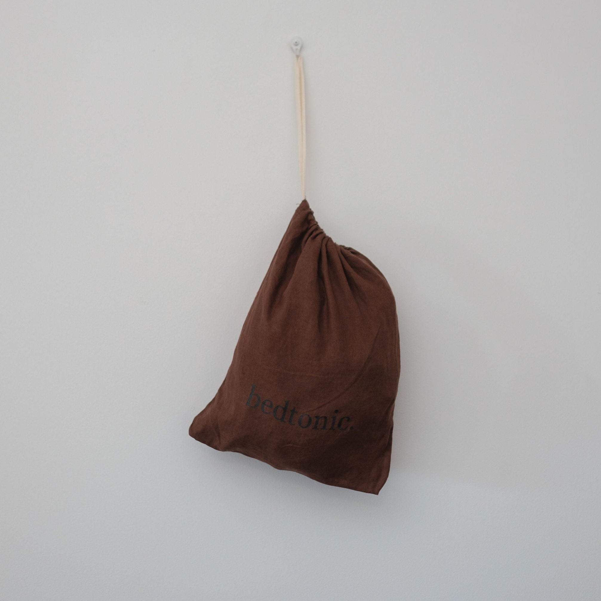 CIRCLE STITCHED FLAX LINEN BLANKET - COCOA