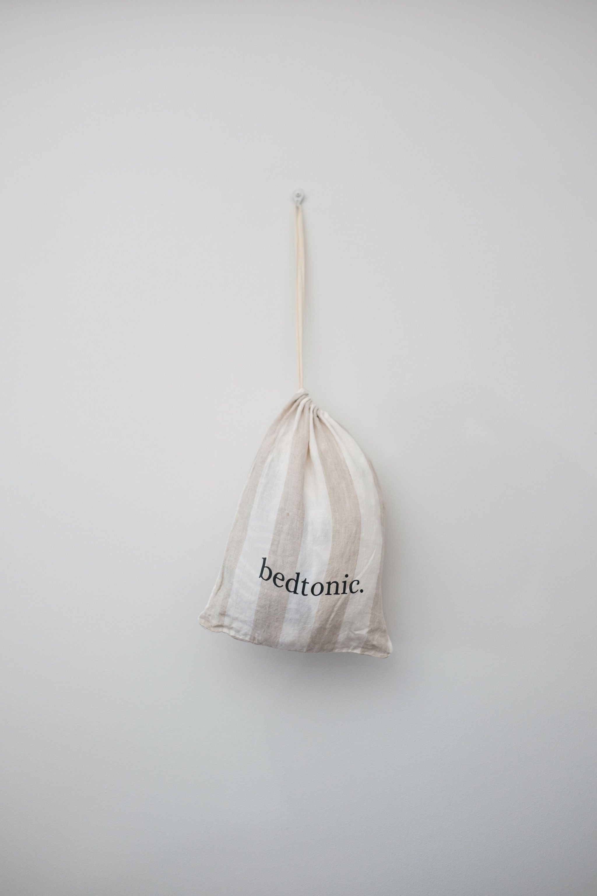 EUROPEAN FLAX LINEN FLAT SHEET - WIDE NATURAL STRIPE