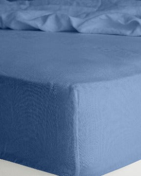 LINEN SHEET SET WITH PILLOWCASES - DENIM BLUE