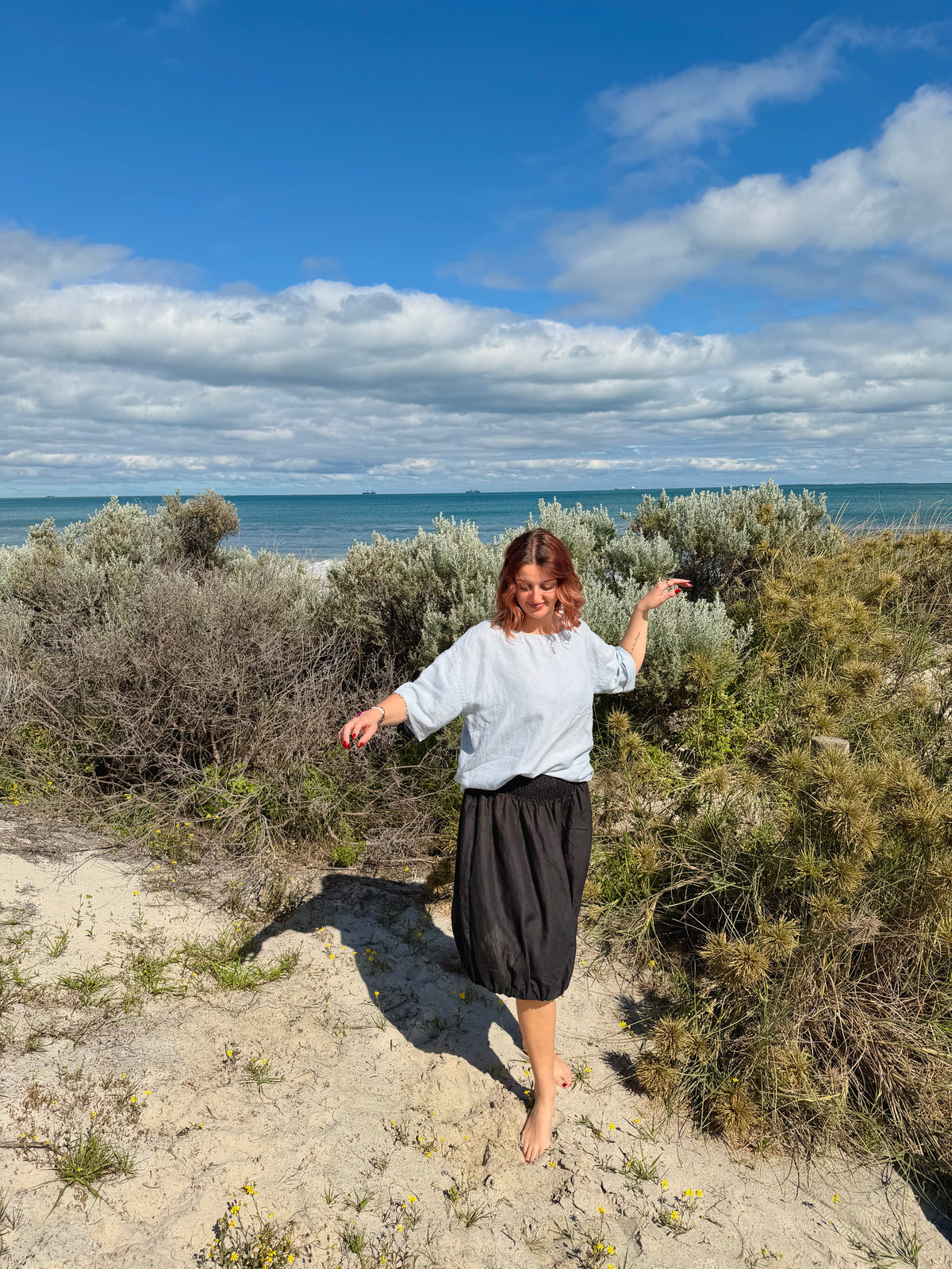 Cloud boxy tee with crew neck and short sleeves, relaxed loose fit