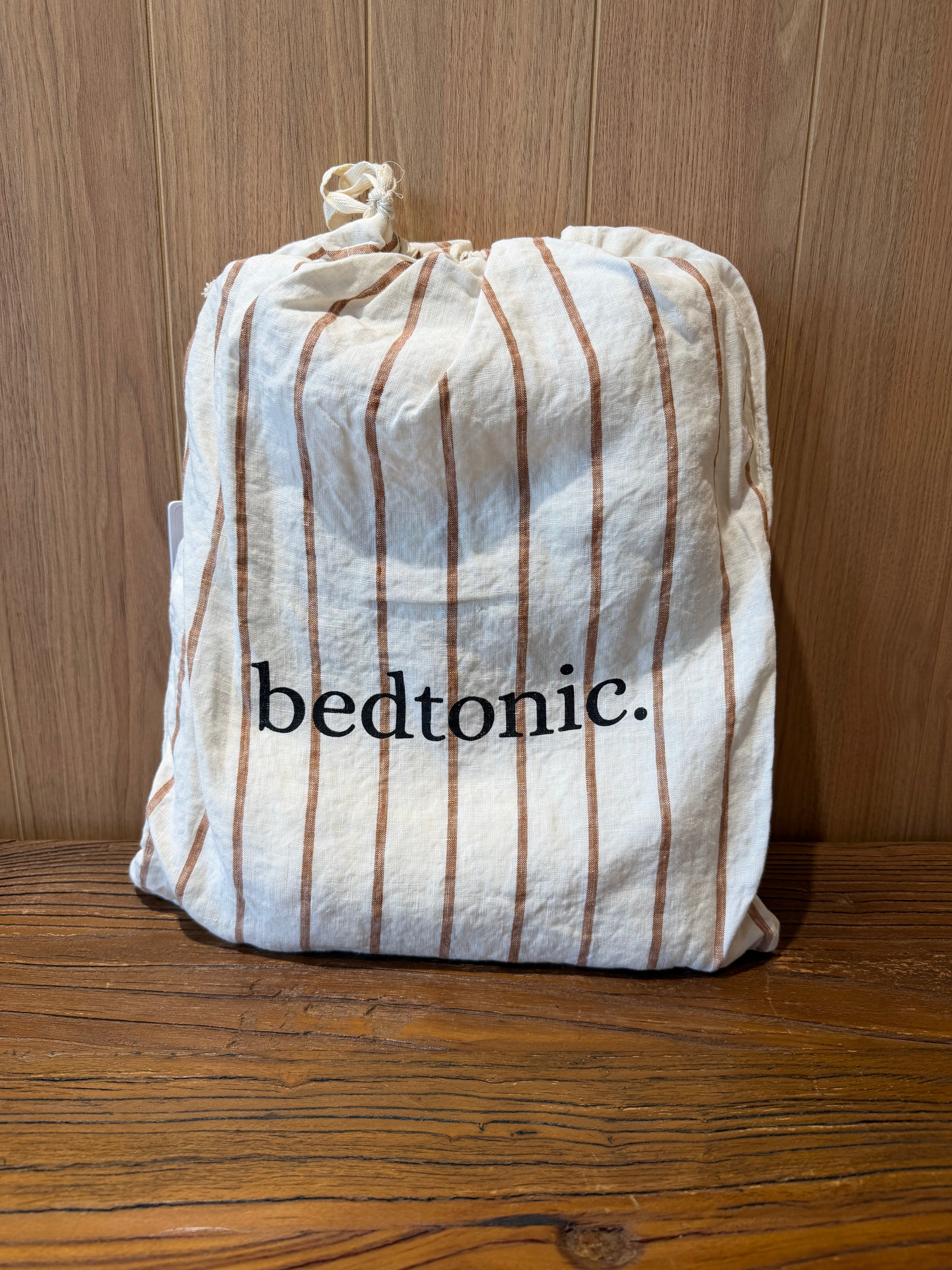 STANDARD FLAX LINEN PILLOWCASE PAIR - GINGER STRIPES