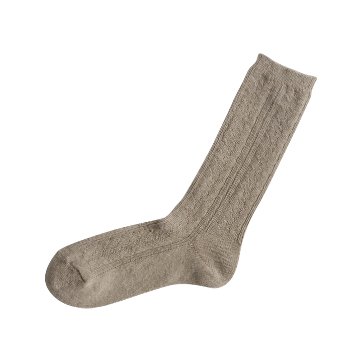 NISHIGUCHI KUTSUSHITA - ALPACA WOOL CABLE PATTERNED SOCKS
