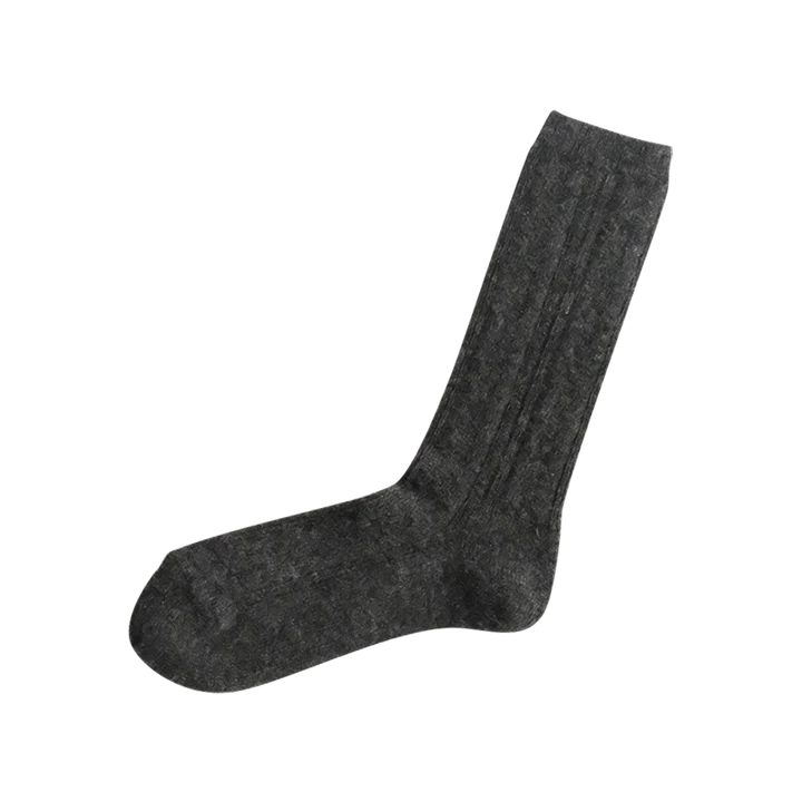 NISHIGUCHI KUTSUSHITA - ALPACA WOOL CABLE PATTERNED SOCKS