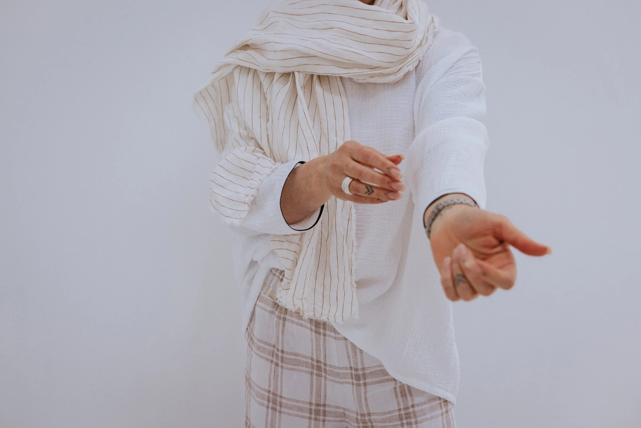 ZILDA SCARF GINGER PINSTRIPE