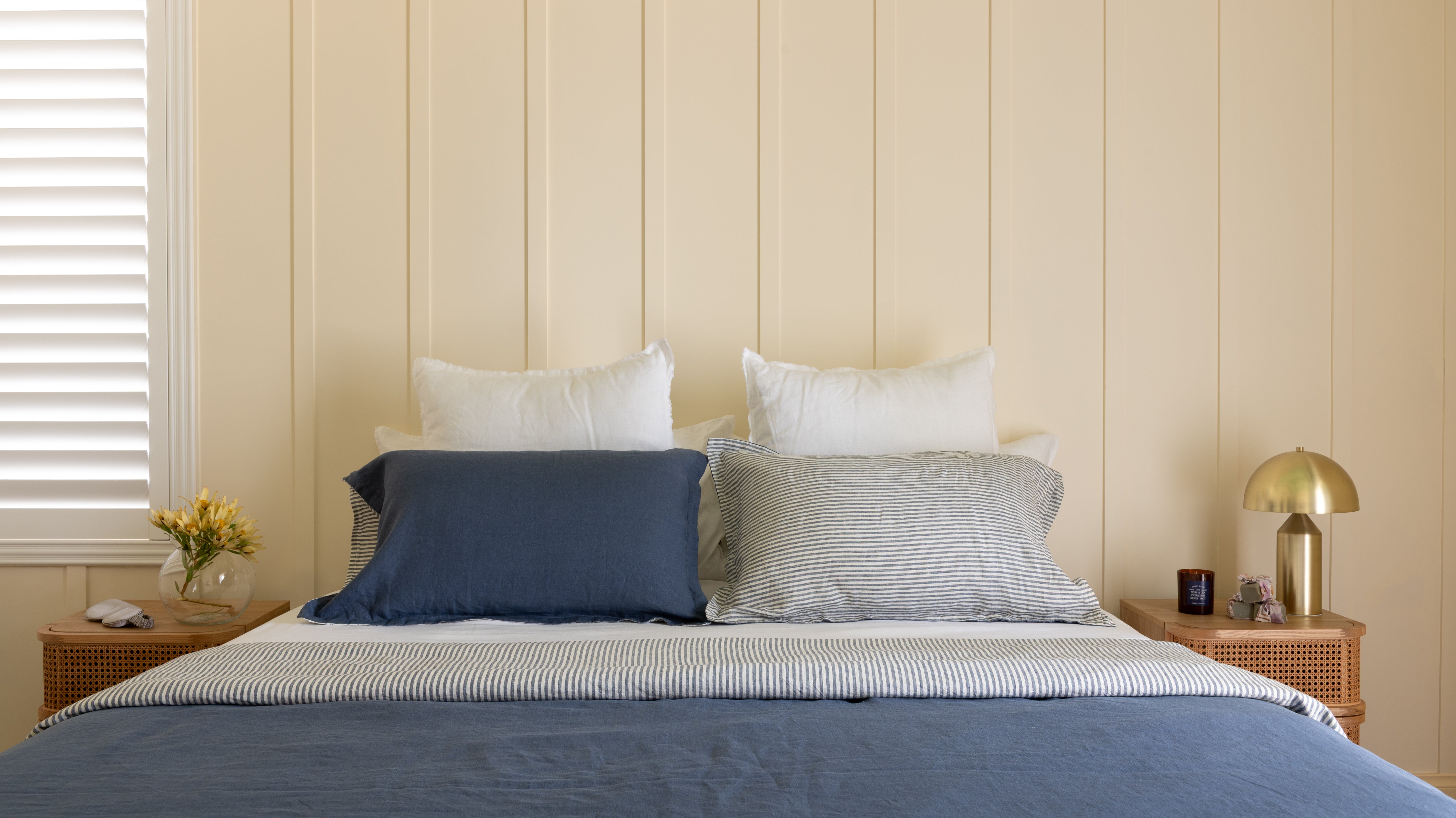 DUVET COVER SET - DENIM BLUE + BLUE STRIPES