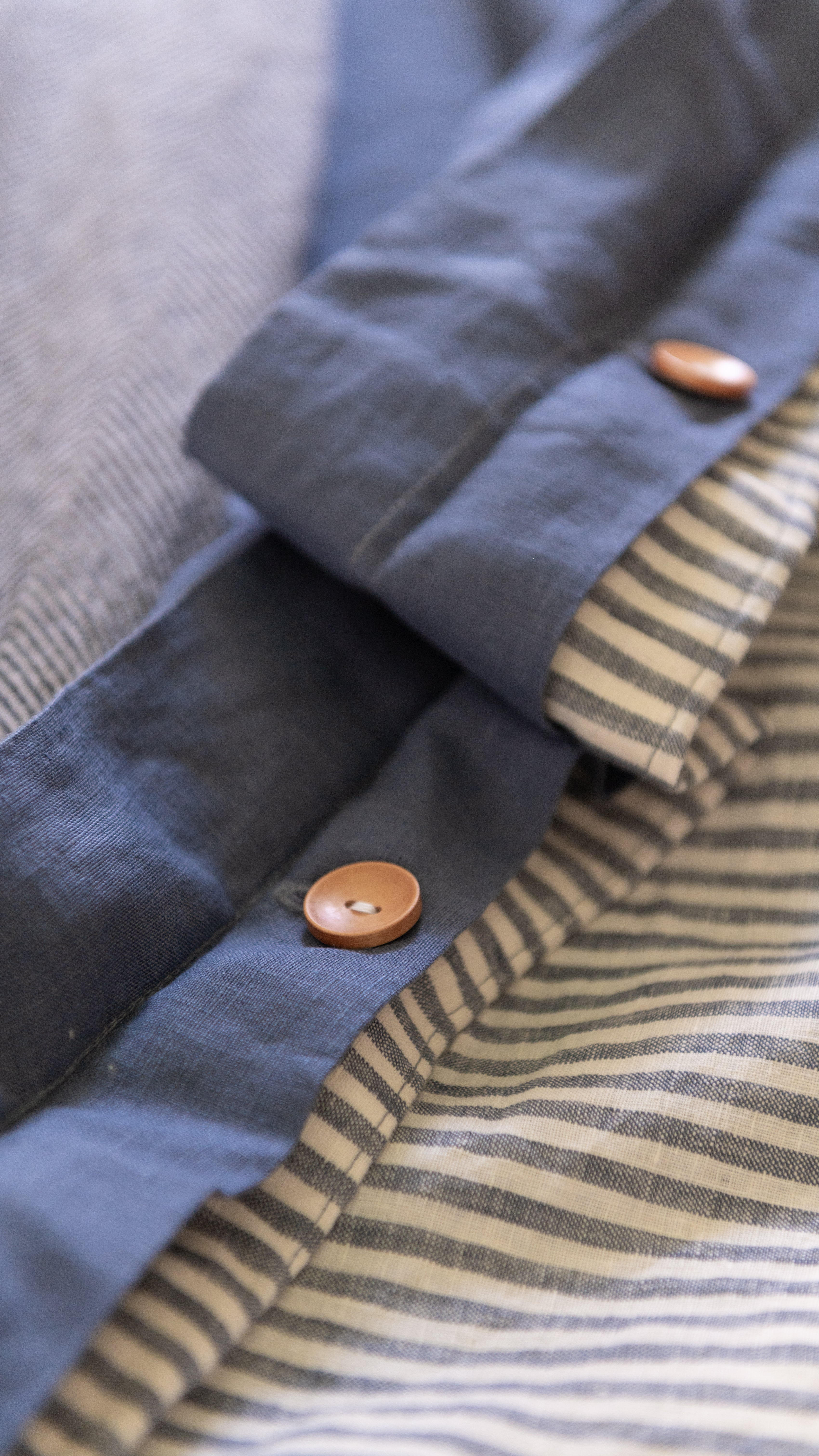 DUVET COVER SET - DENIM BLUE + BLUE STRIPES