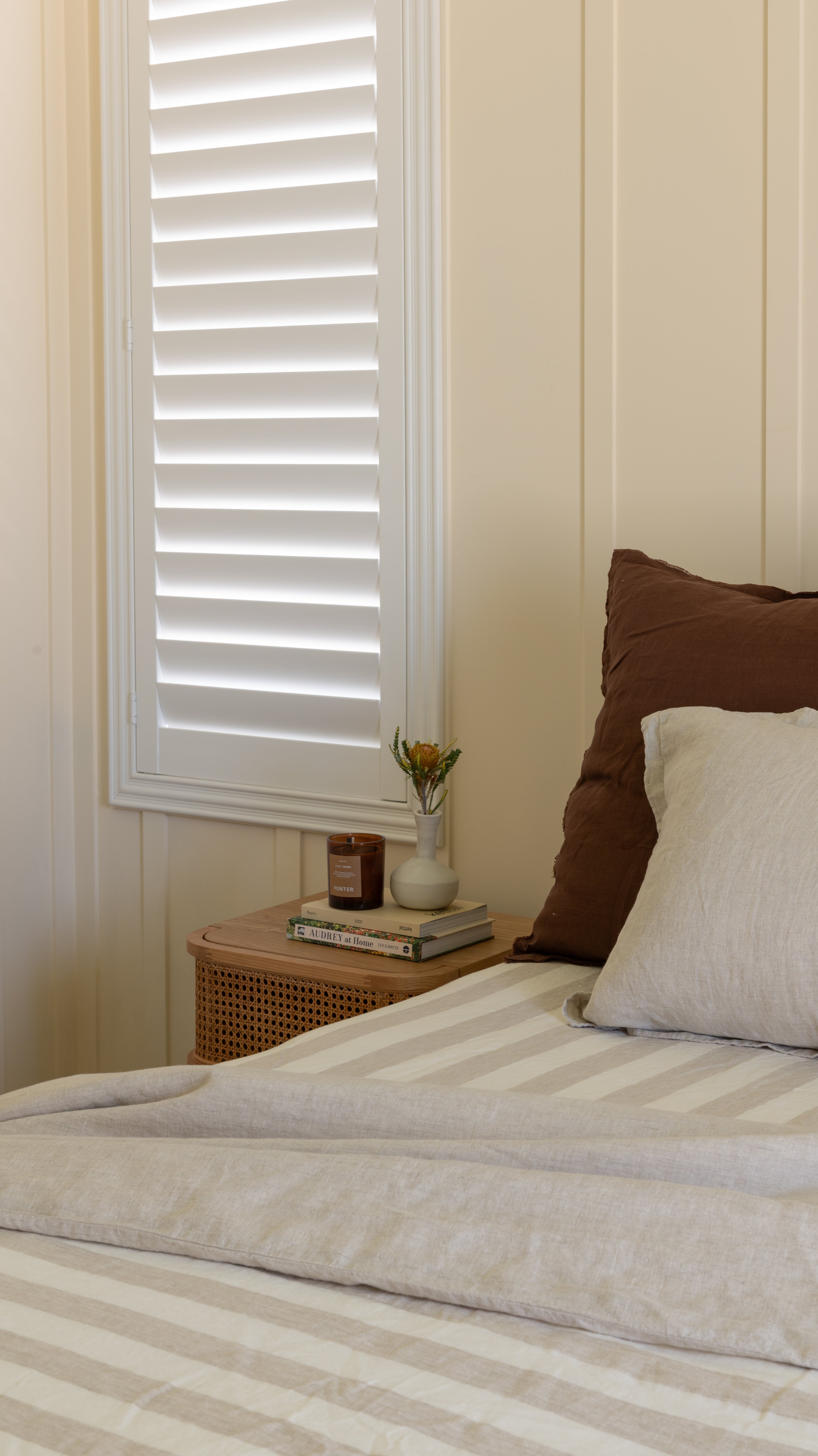 DUVET COVER SET - WIDE NATURAL STRIPE + NATURAL WOVEN REVERSIBLE