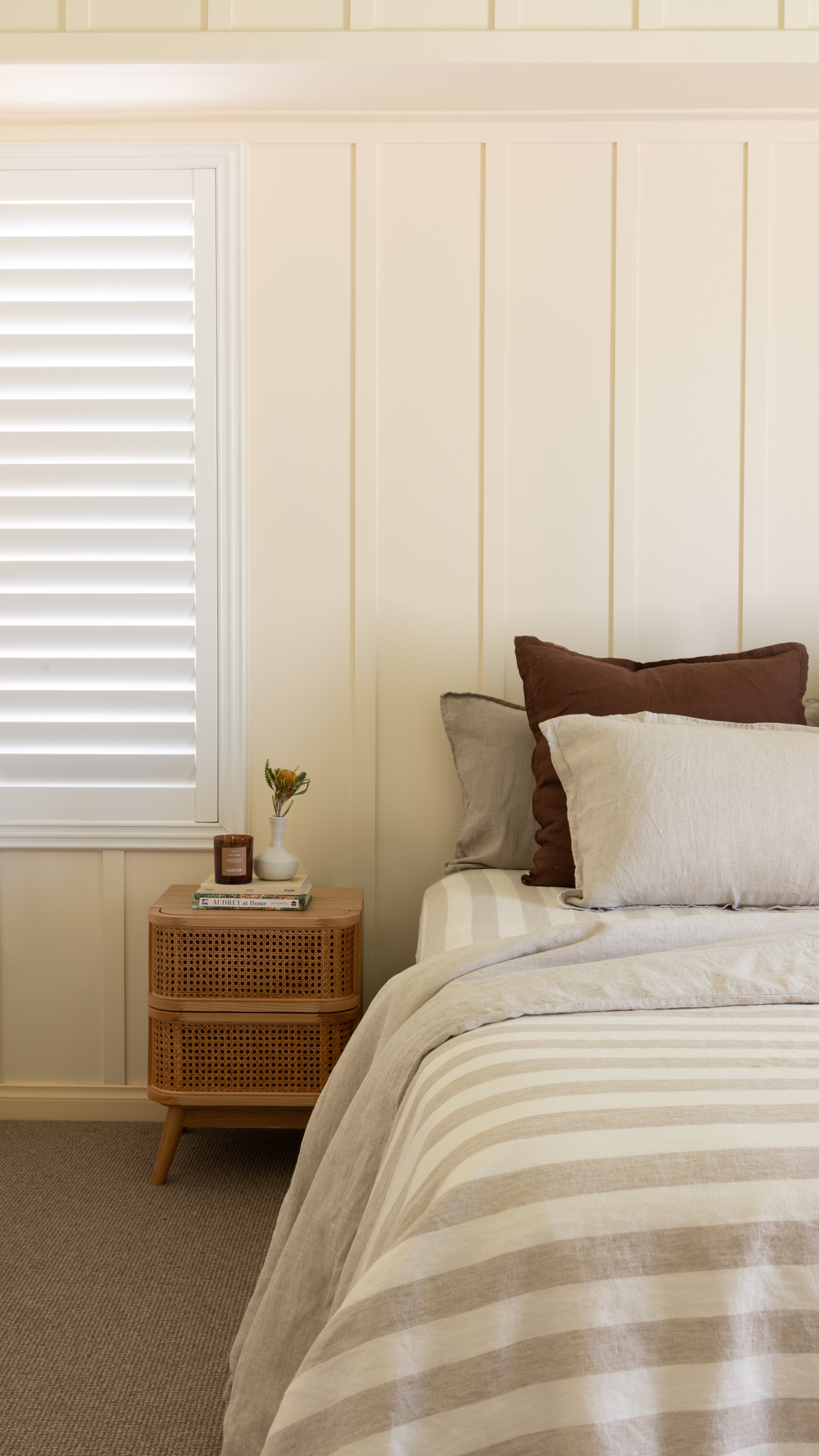 DUVET COVER SET - WIDE NATURAL STRIPE + NATURAL WOVEN REVERSIBLE