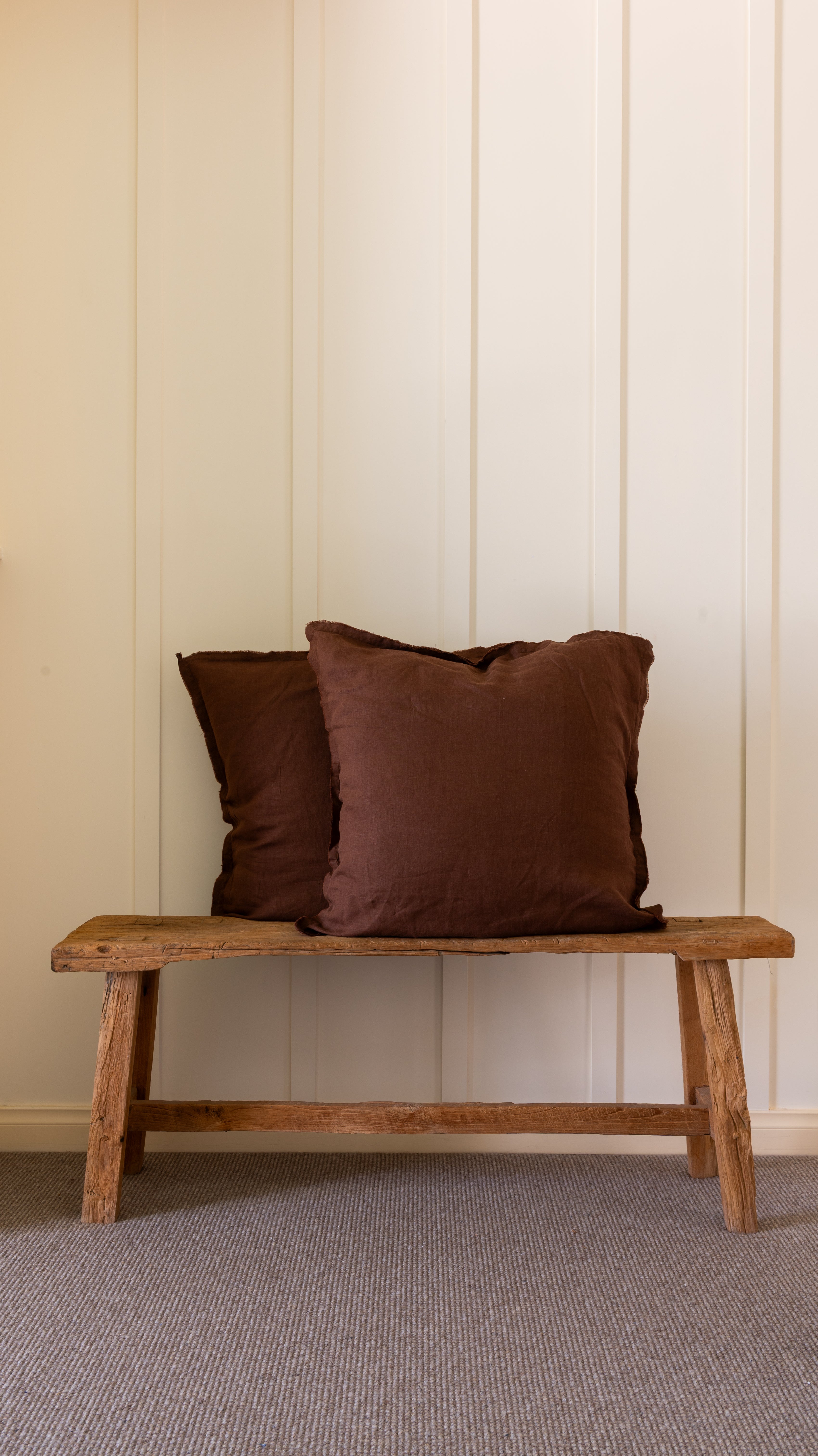 HAND-FRAYED EUROPEAN LINEN PILLOWCASE PAIR - COCOA