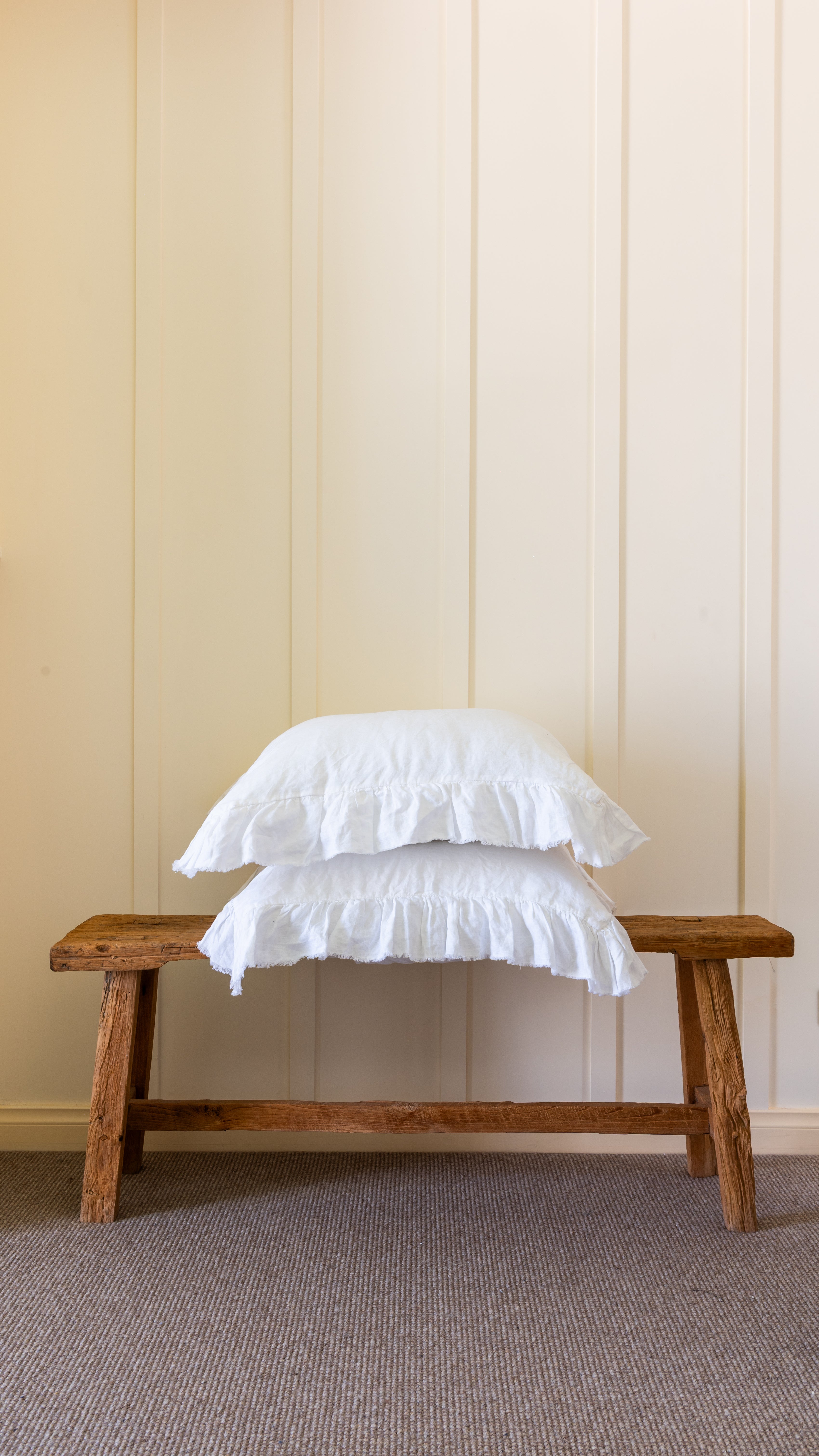 RUFFLED EUROPEAN LINEN PILLOWCASE PAIR - WINTER WHITE