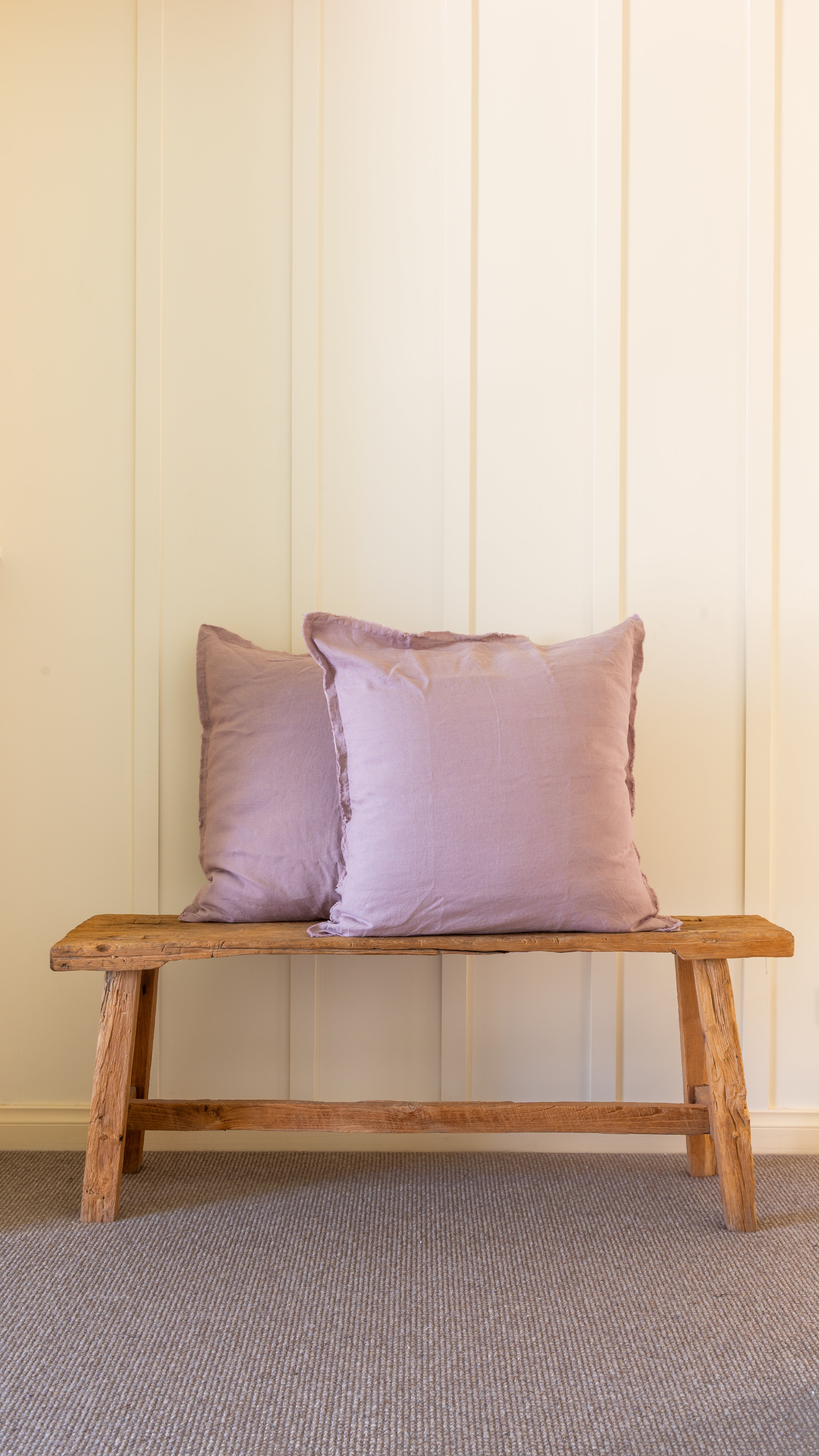 HAND-FRAYED EUROPEAN LINEN PILLOWCASE PAIR - DUSKY ROSE