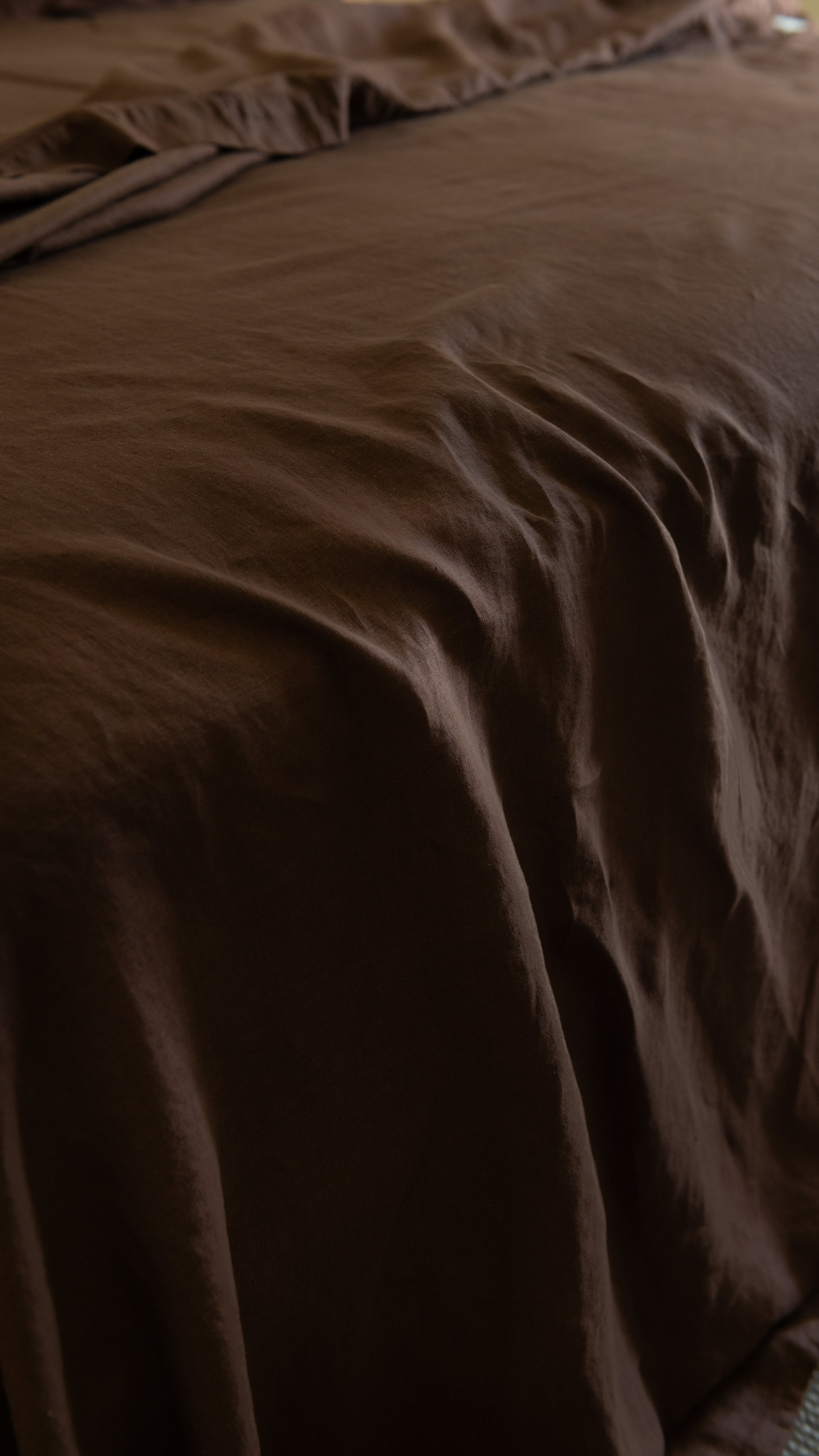 LINEN SHEET SET WITH PILLOWCASES - COCOA