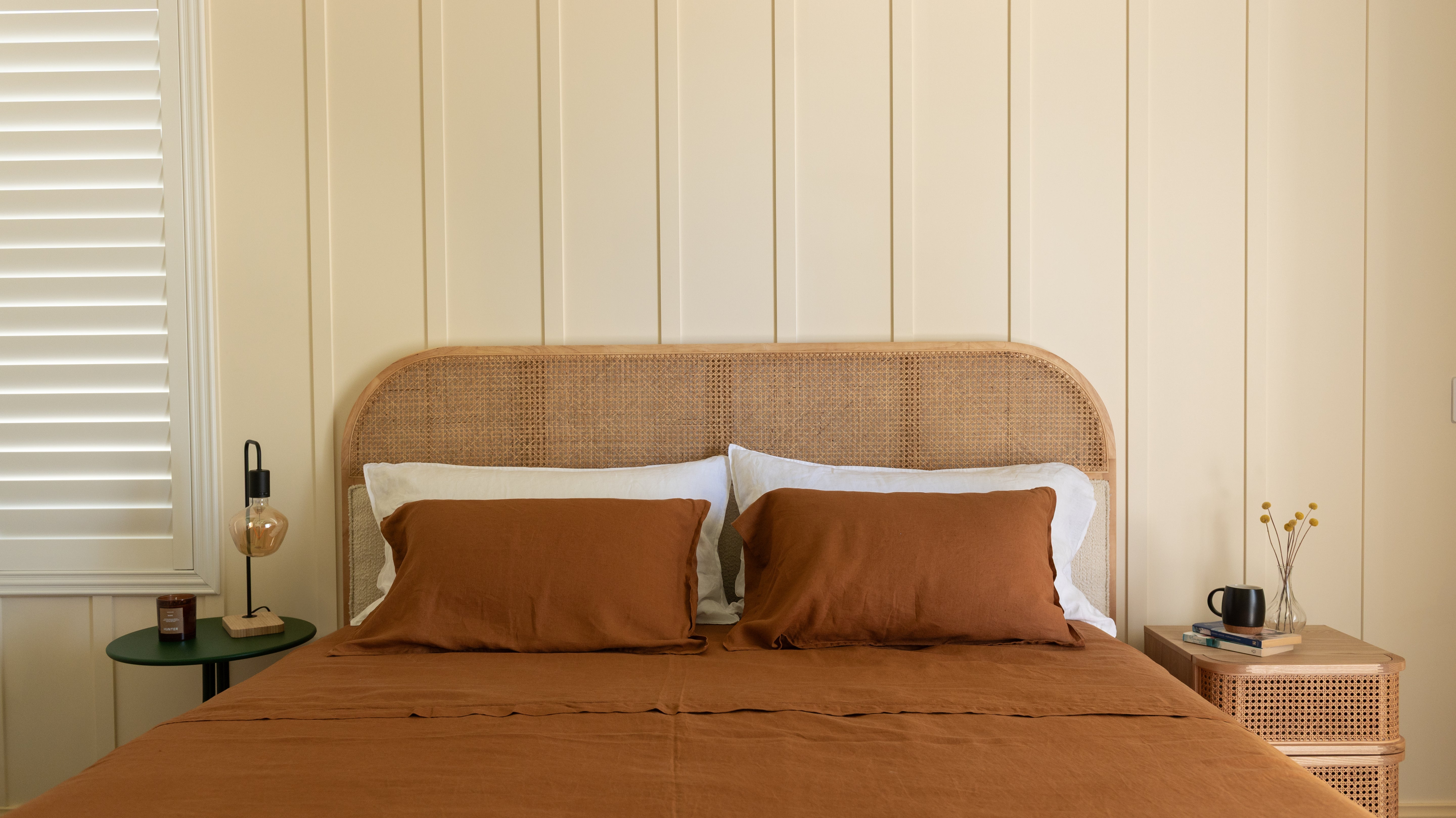 LINEN SHEET SET WITH PILLOWCASES - TERRACOTTA