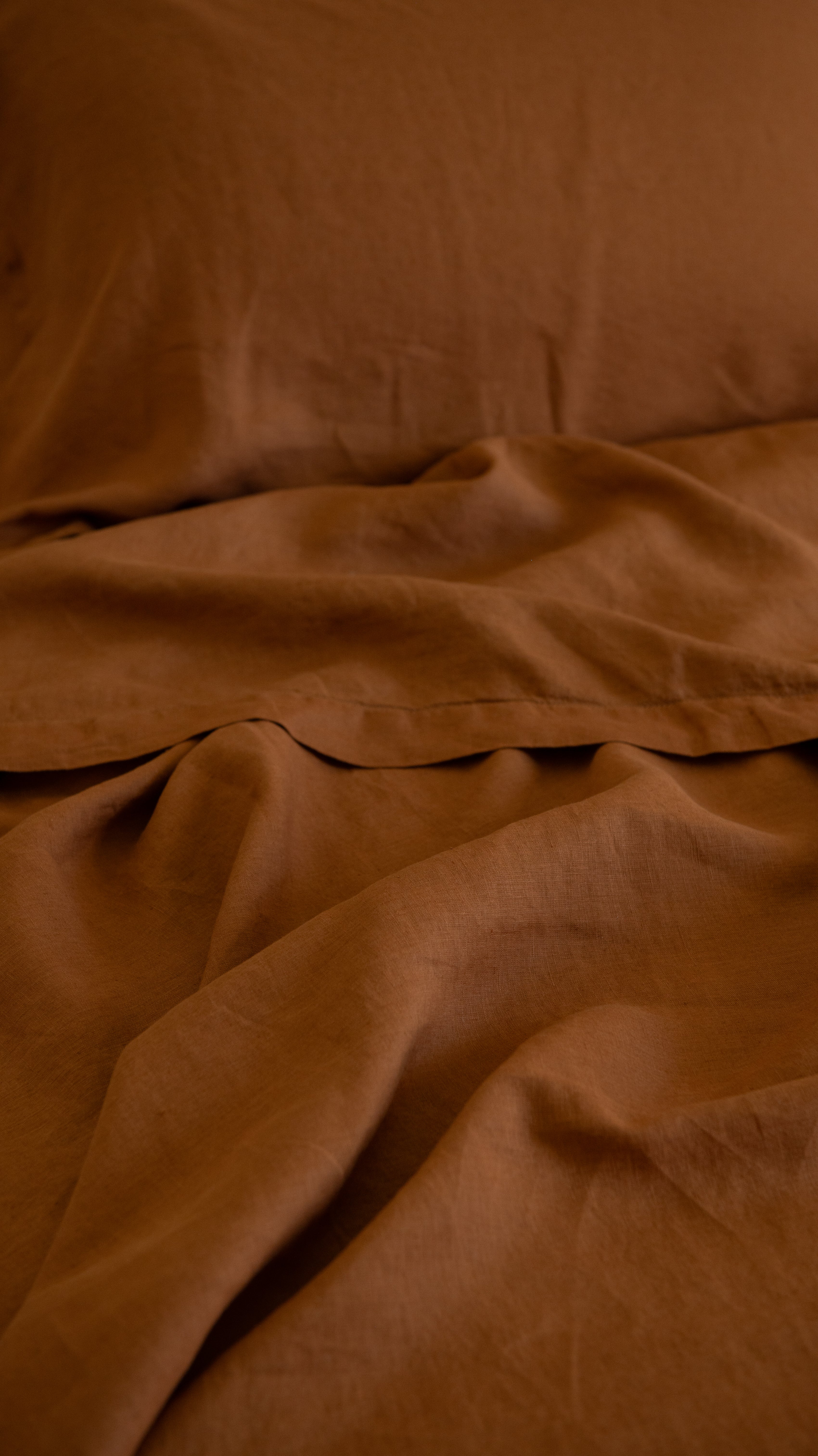 EUROPEAN FLAX LINEN FLAT SHEET - TERRACOTTA