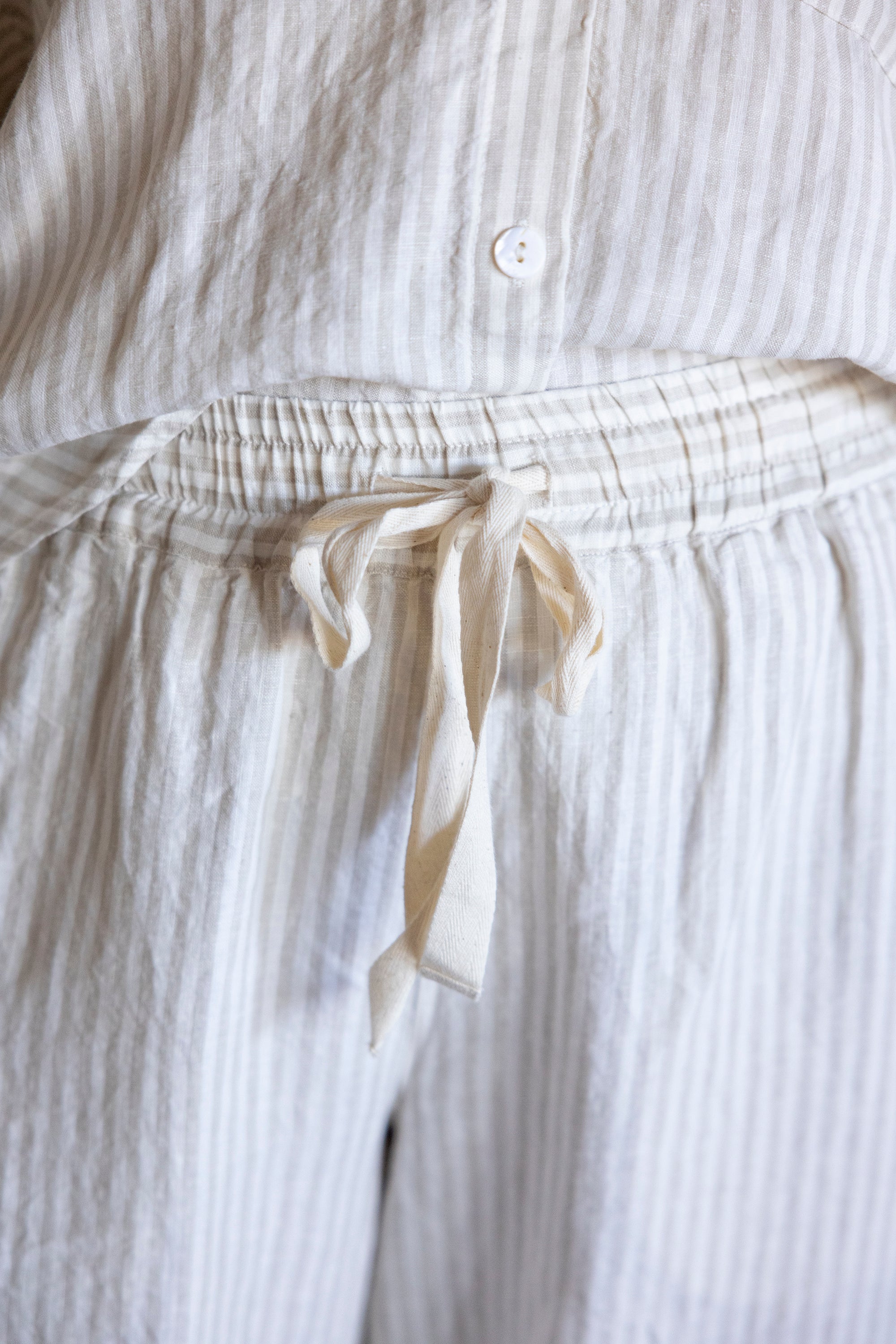 THE DREAMER - LINEN PYJAMA NATURAL STRIPES