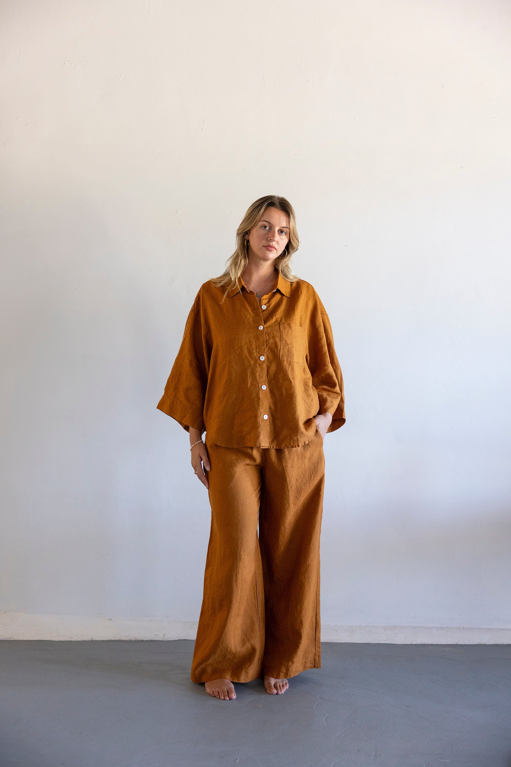 THE DREAMER - LINEN PYJAMA TERRACOTTA