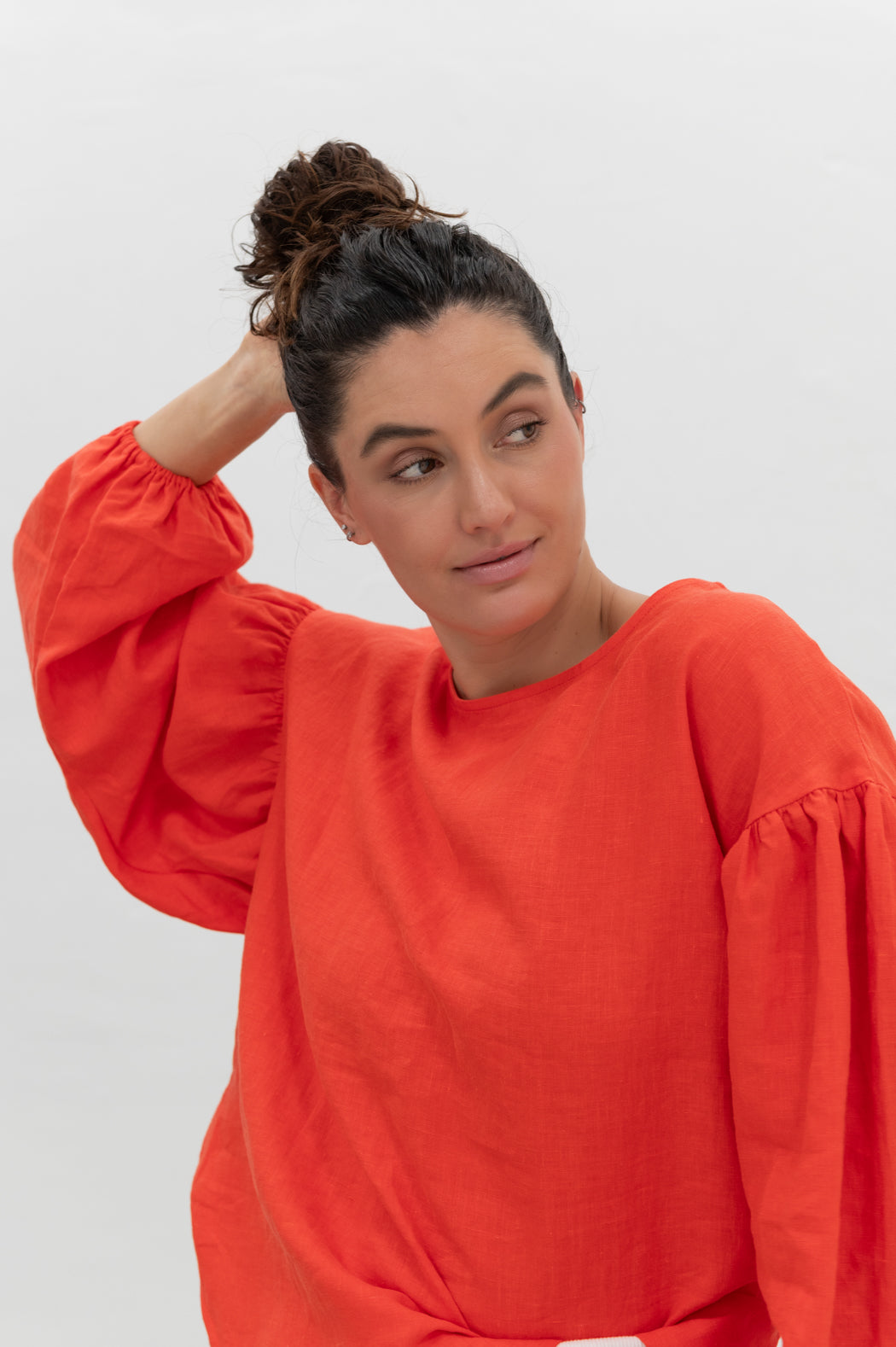 HARRIET BILLOW SLEEVE BLOUSE TANGERINE