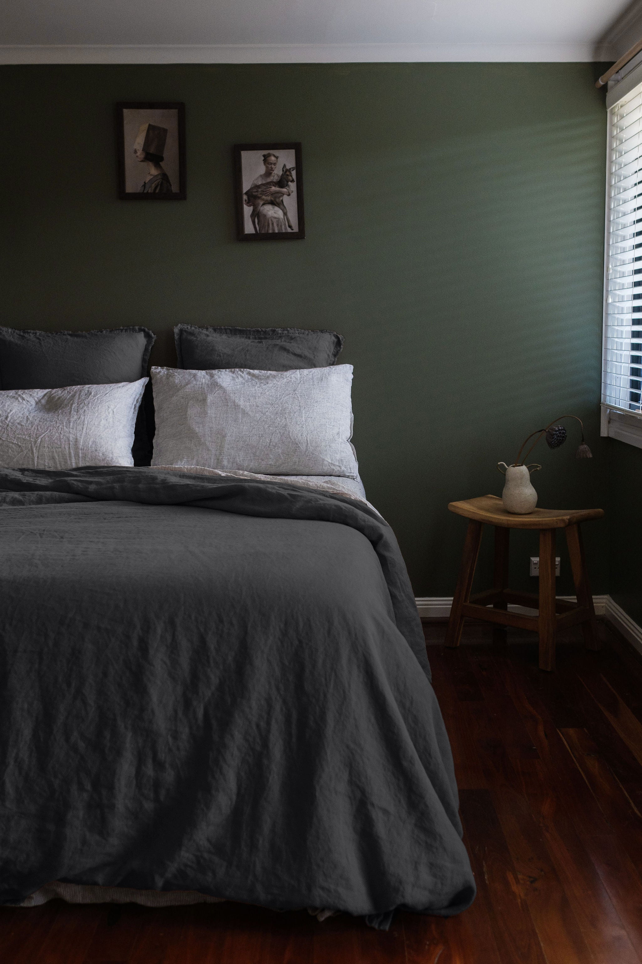 DUVET COVER SET - CHARCOAL + INK PINSTRIPE