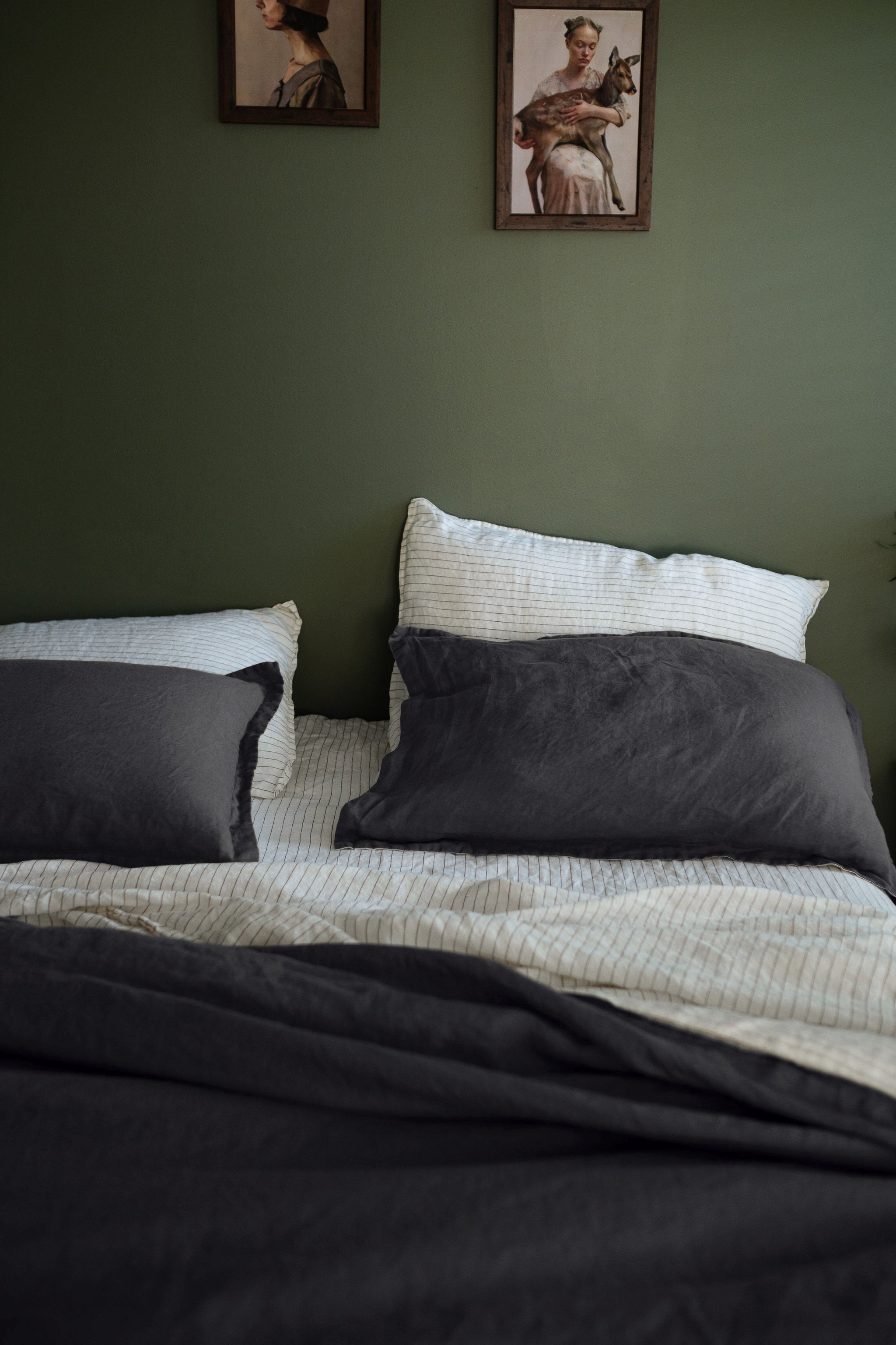 DUVET COVER SET - CHARCOAL + INK PINSTRIPE