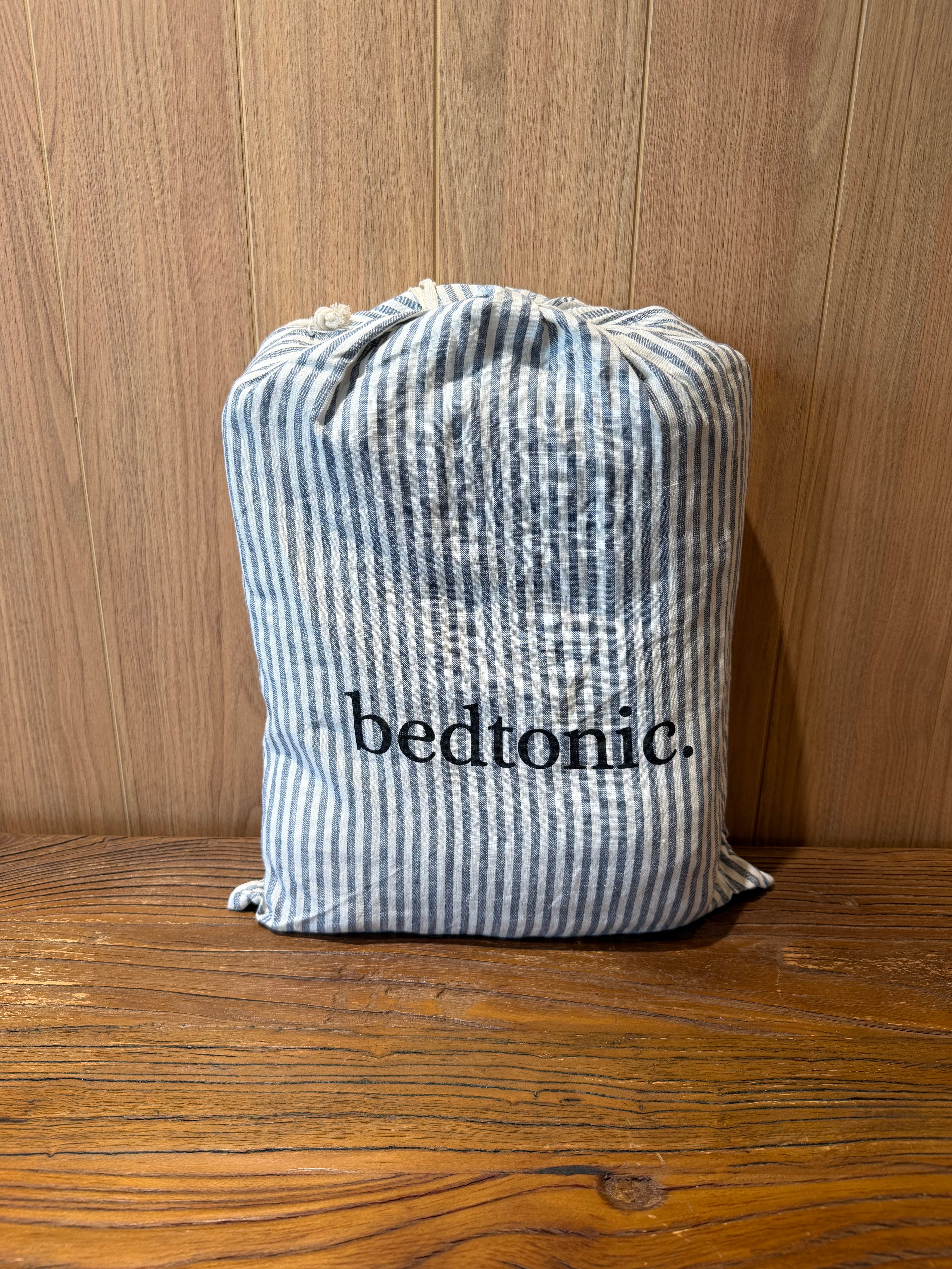 STANDARD FLAX LINEN PILLOWCASE PAIR - BLUE STRIPES