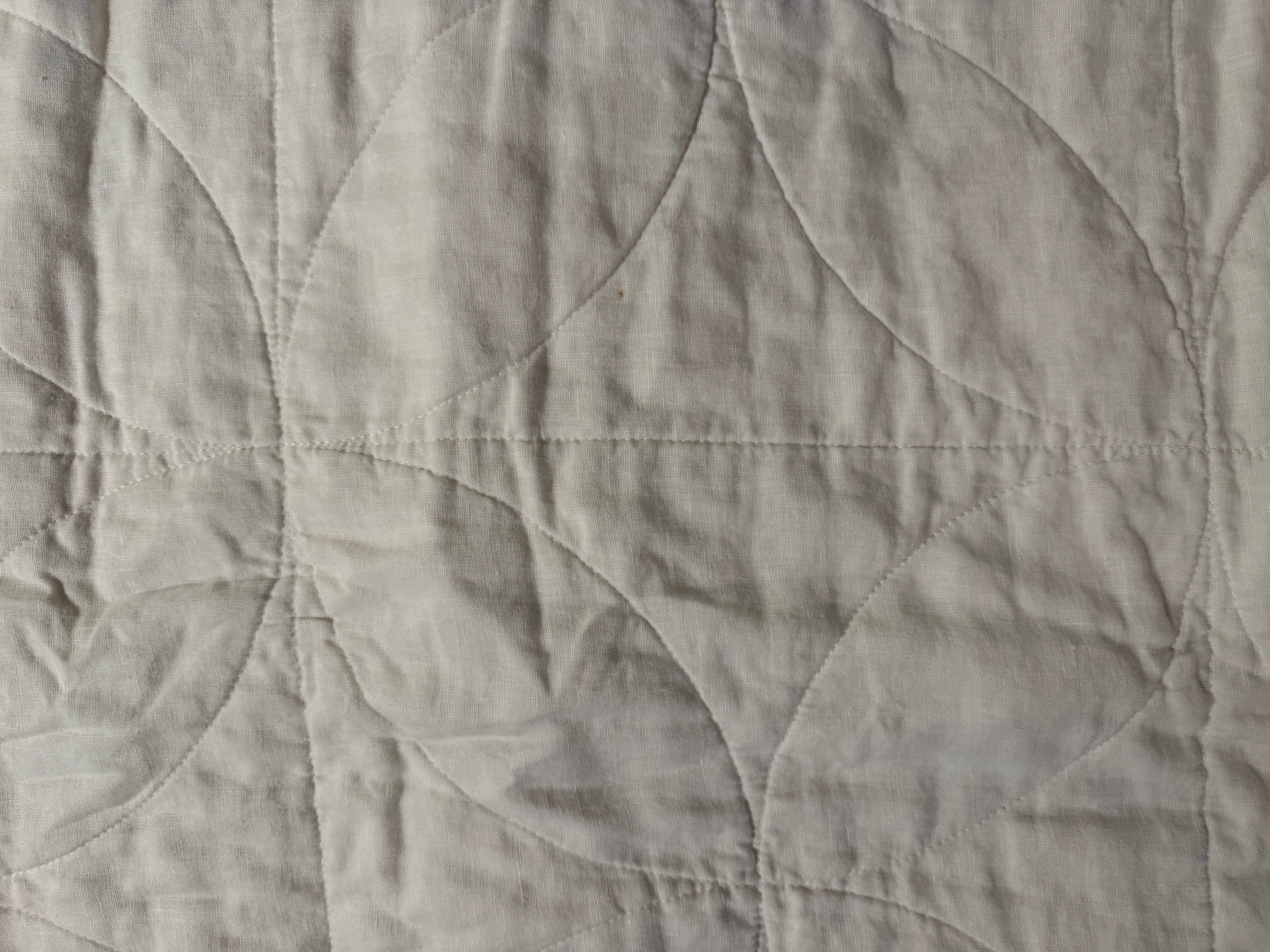 CIRCLE STITCHED FLAX LINEN BLANKET - WINTER WHITE (Minor Defect)