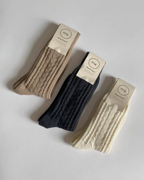 MEMERI - WOOL/COTTON CABLE SOCKS