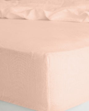 EUROPEAN FLAX LINEN FITTED SHEET - PEACH
