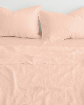 EUROPEAN FLAX LINEN FLAT SHEET - PEACH
