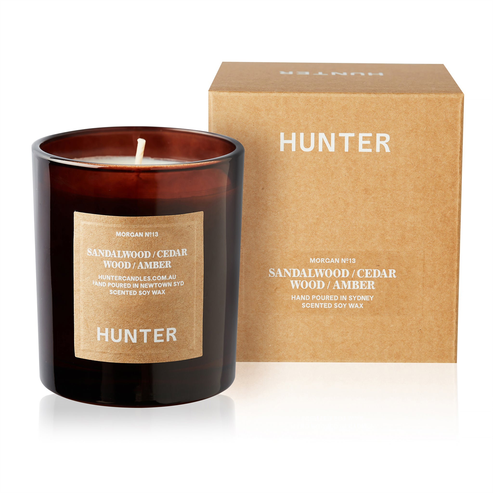 HUNTER CANDLE - MORGAN - Sandalwood. Cedar. Amber